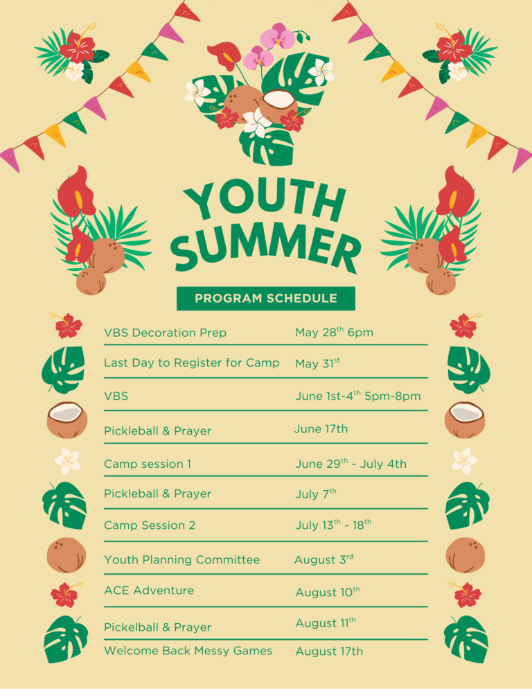 youth summer schedule