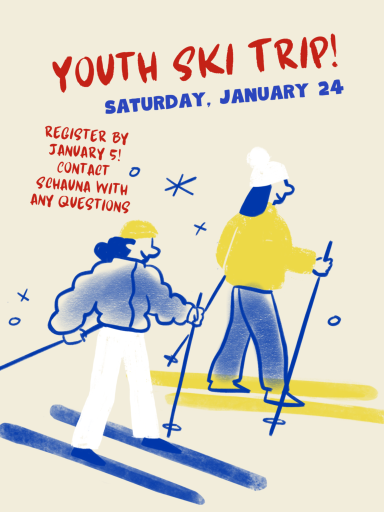 Purple Orange Cute Illustrated Winter Sports Ski Poster (1)